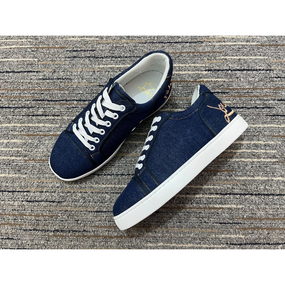 Cheap Christian Louboutin Elo Loubi Orlato Flat Sneakers Miss Denim for Sale