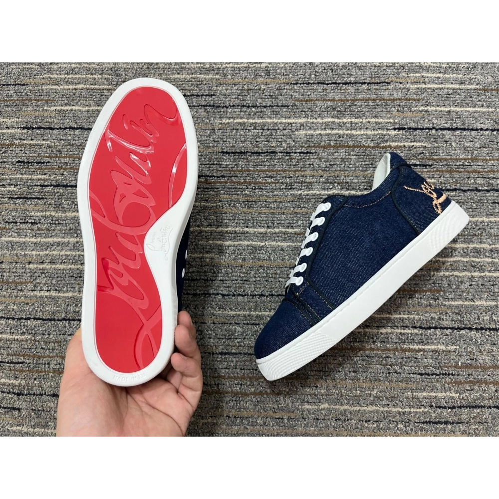 Cheap Christian Louboutin Elo Loubi Orlato Flat Sneakers Miss Denim for Sale