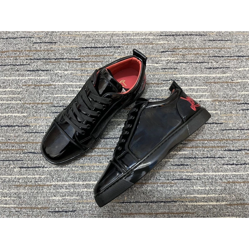 Discount Christian Louboutin Fun Louis Sneakers Patent Leather Black Outlet