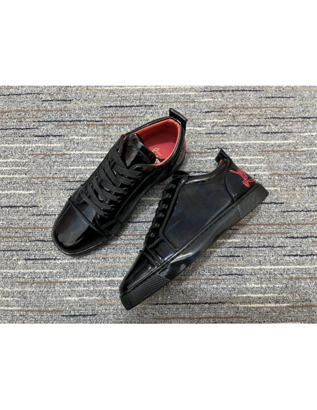 Discount Christian Louboutin Fun Louis Sneakers Patent Leather Black Outlet