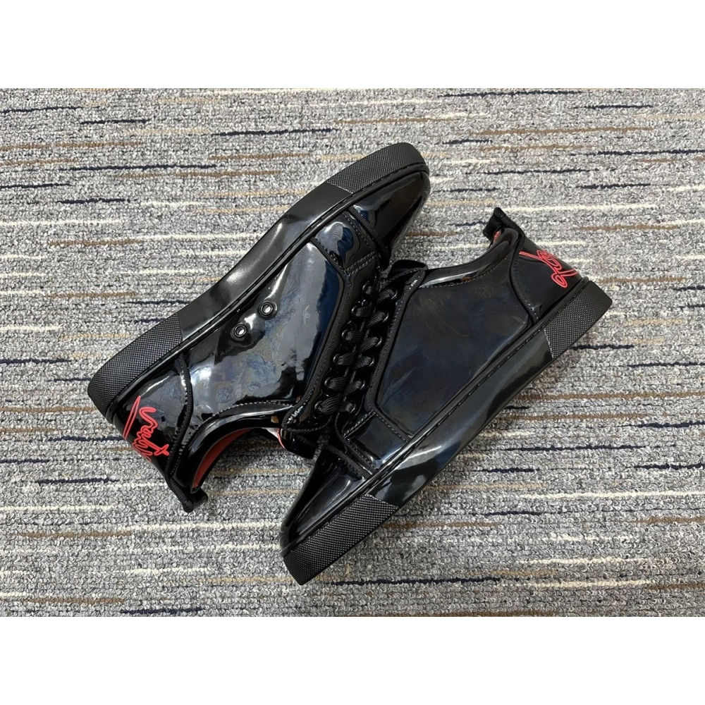 Discount Christian Louboutin Fun Louis Sneakers Patent Leather Black Outlet