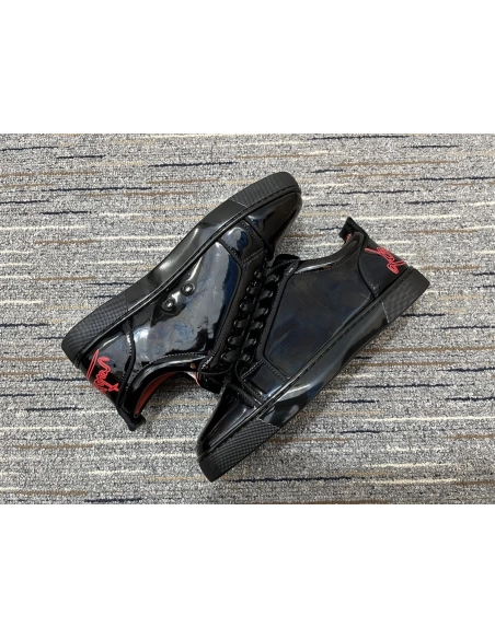 Discount Christian Louboutin Fun Louis Sneakers Patent Leather Black Outlet