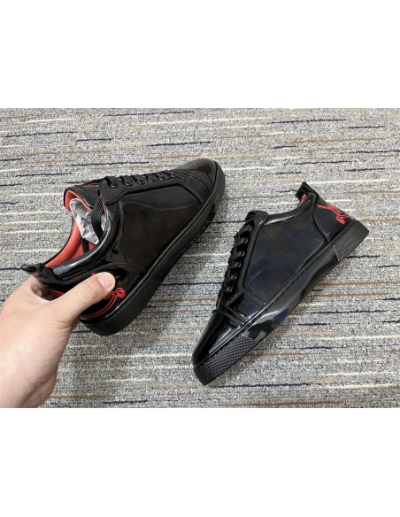 Discount Christian Louboutin Fun Louis Sneakers Patent Leather Black Outlet
