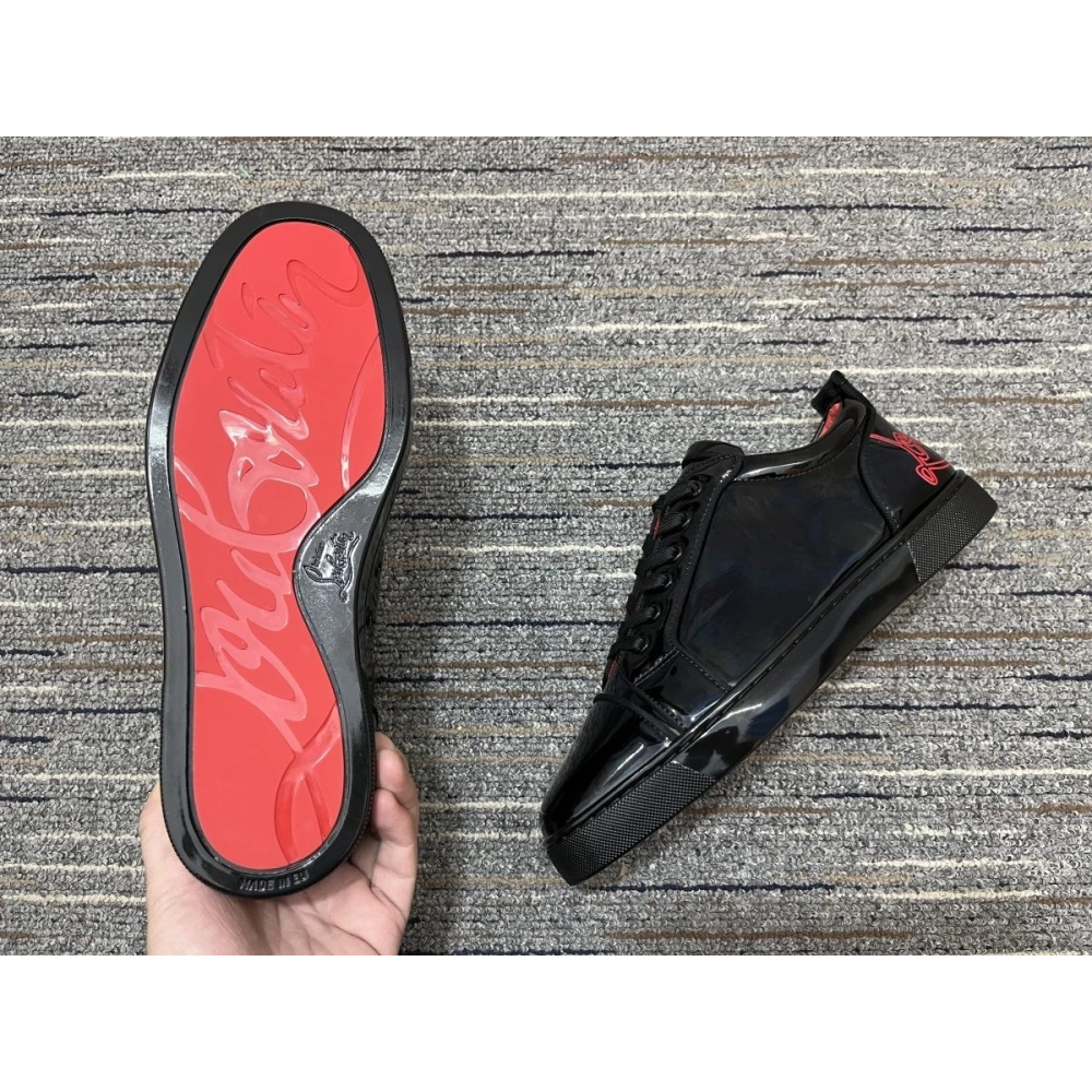 Discount Christian Louboutin Fun Louis Sneakers Patent Leather Black Outlet