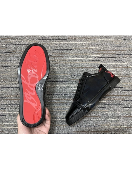Discount Christian Louboutin Fun Louis Sneakers Patent Leather Black Outlet