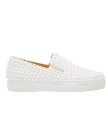 Cheap Christian Louboutin Spikeboat Sneaker Leather White on Sale