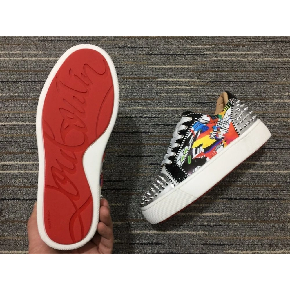 Discount Christian Louboutin Vieirissima 2 Orlato Flat Patent Sapeur Sneakers Multicolor Outlet