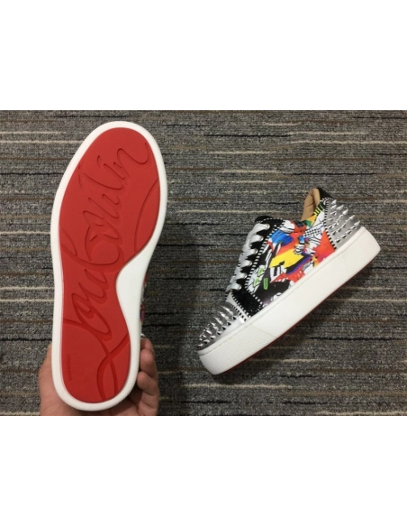 Discount Christian Louboutin Vieirissima 2 Orlato Flat Patent Sapeur Sneakers Multicolor Outlet