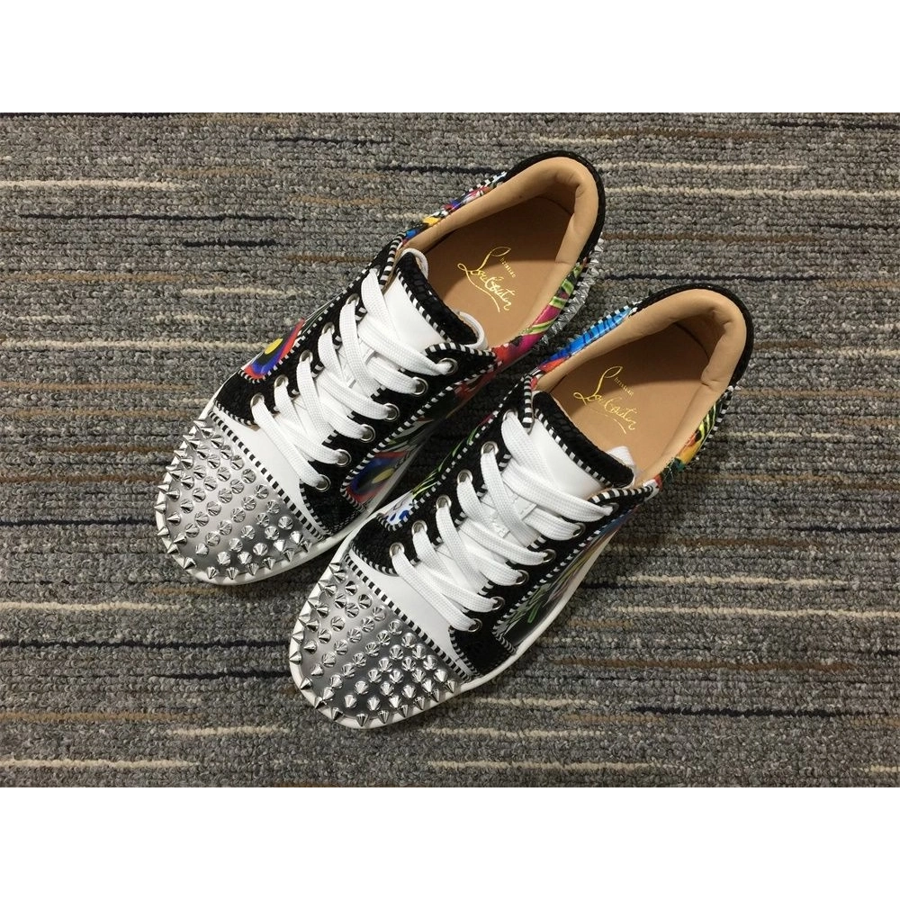 Discount Christian Louboutin Vieirissima 2 Orlato Flat Patent Sapeur Sneakers Multicolor Outlet