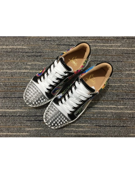 Discount Christian Louboutin Vieirissima 2 Orlato Flat Patent Sapeur Sneakers Multicolor Outlet
