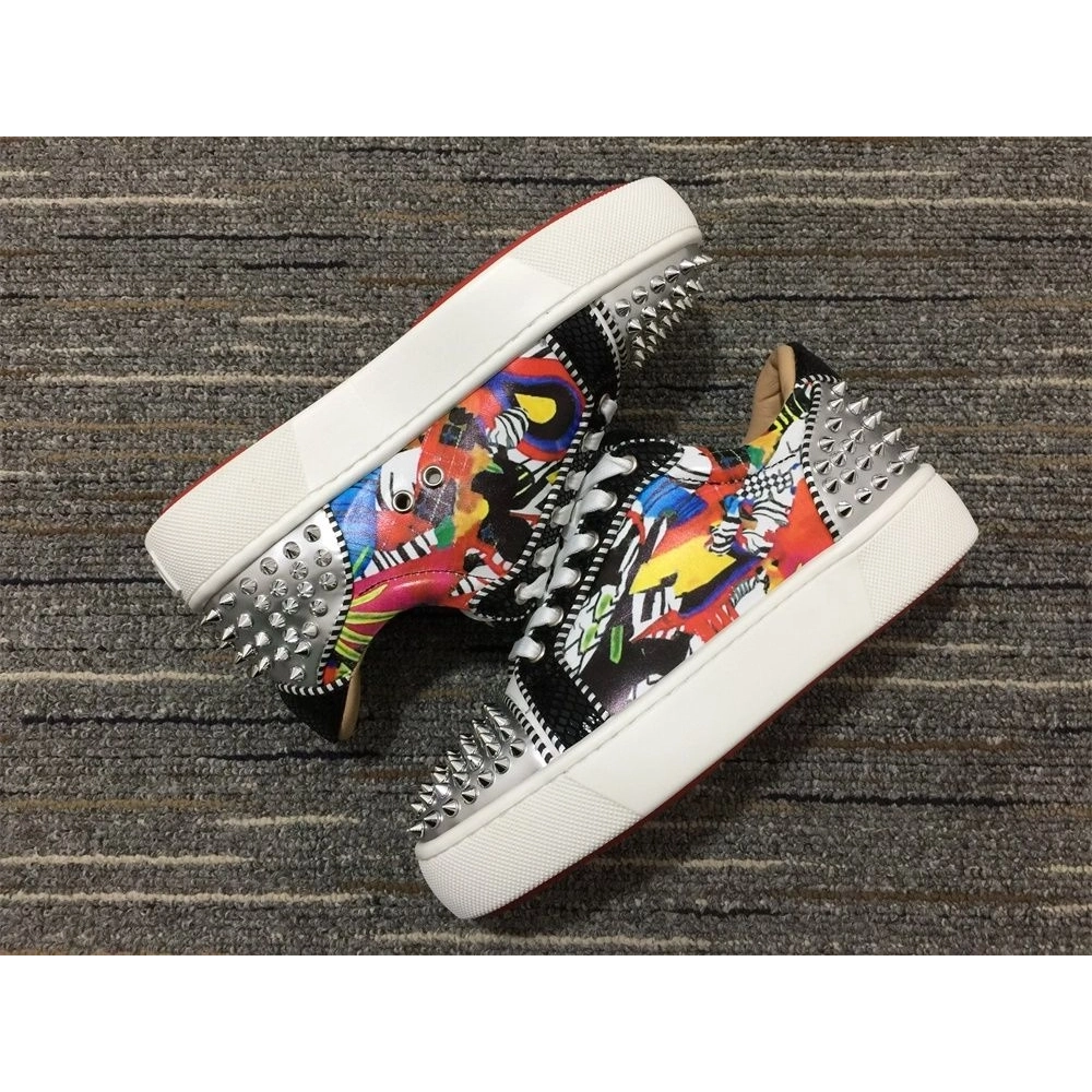 Discount Christian Louboutin Vieirissima 2 Orlato Flat Patent Sapeur Sneakers Multicolor Outlet