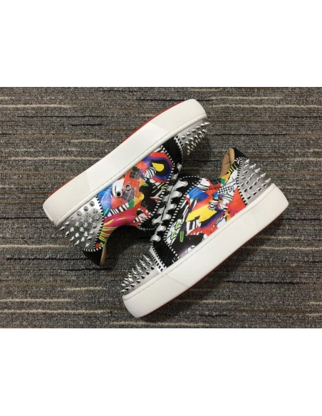 Discount Christian Louboutin Vieirissima 2 Orlato Flat Patent Sapeur Sneakers Multicolor Outlet