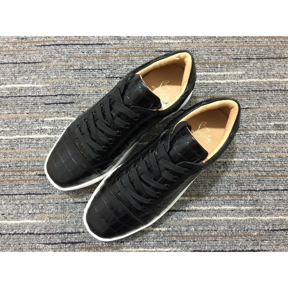 Cheap Christian Louboutin Vieirissima Sneakers Alligator Embossed Calf Black