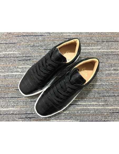 Cheap Christian Louboutin Vieirissima Sneakers Alligator Embossed Calf Black