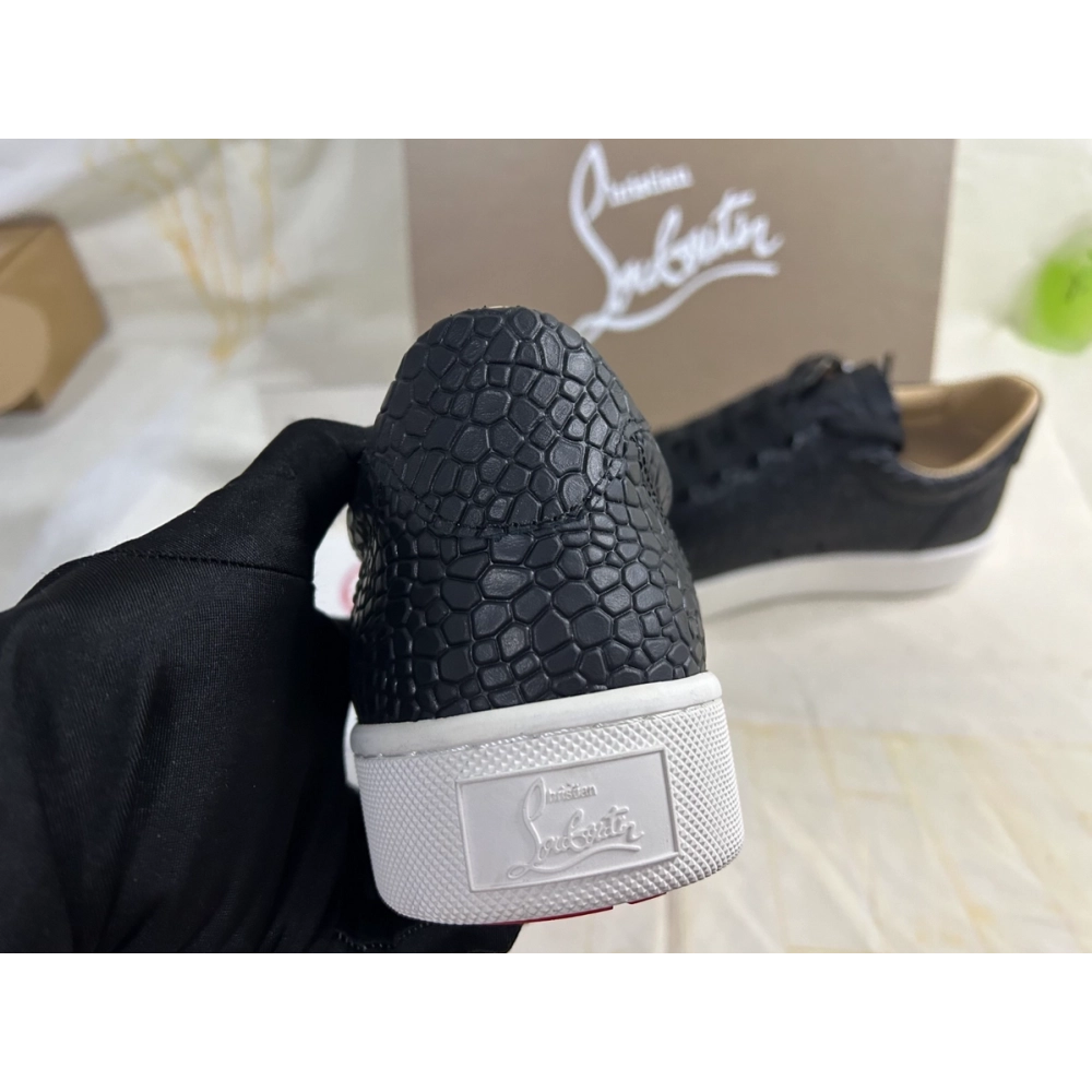 Cheap Christian Louboutin Vieirissima Sneakers Alligator Embossed Calf Black