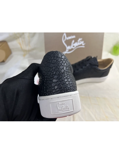 Cheap Christian Louboutin Vieirissima Sneakers Alligator Embossed Calf Black