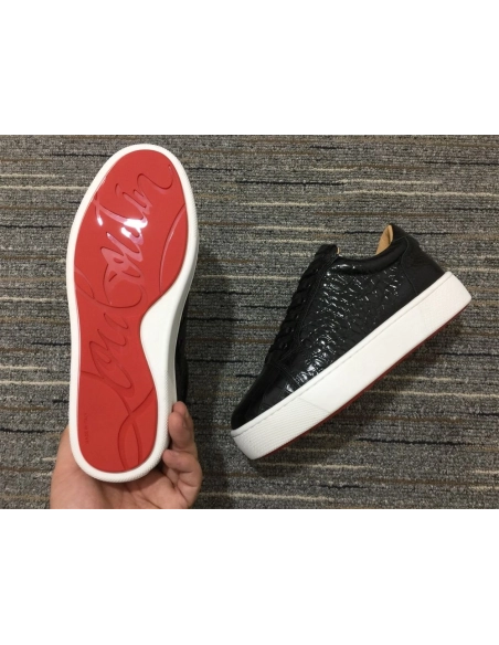 Cheap Christian Louboutin Vieirissima Sneakers Alligator Embossed Calf Black