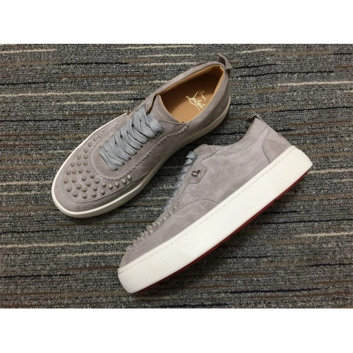 Fake Christian Louboutin Happyrui Sneakers Suede Leather Gray