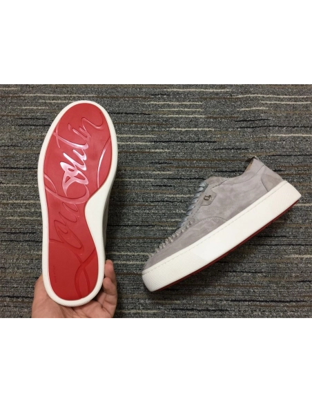 Fake Christian Louboutin Happyrui Sneakers Suede Leather Gray