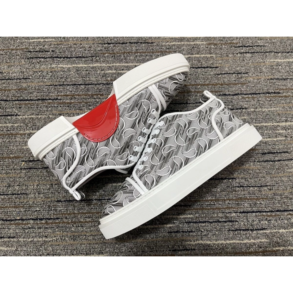 Cheap Christian Louboutin Adolon Junior Sneakers CL Jacquard Fabric Multicolor on Sale