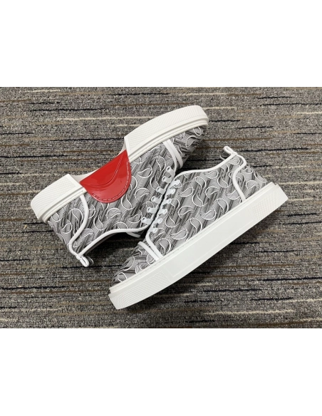 Cheap Christian Louboutin Adolon Junior Sneakers CL Jacquard Fabric Multicolor on Sale