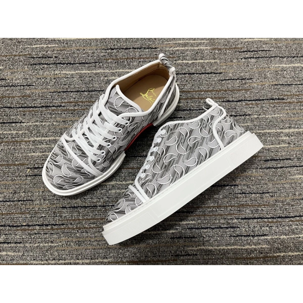 Cheap Christian Louboutin Adolon Junior Sneakers CL Jacquard Fabric Multicolor on Sale