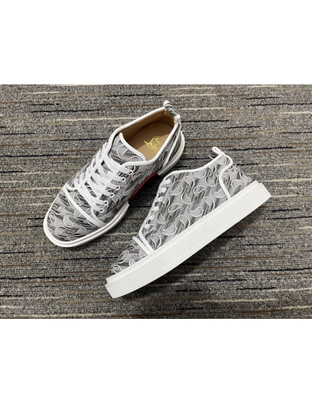 Cheap Christian Louboutin Adolon Junior Sneakers CL Jacquard Fabric Multicolor on Sale