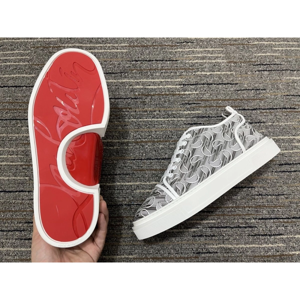 Cheap Christian Louboutin Adolon Junior Sneakers CL Jacquard Fabric Multicolor on Sale