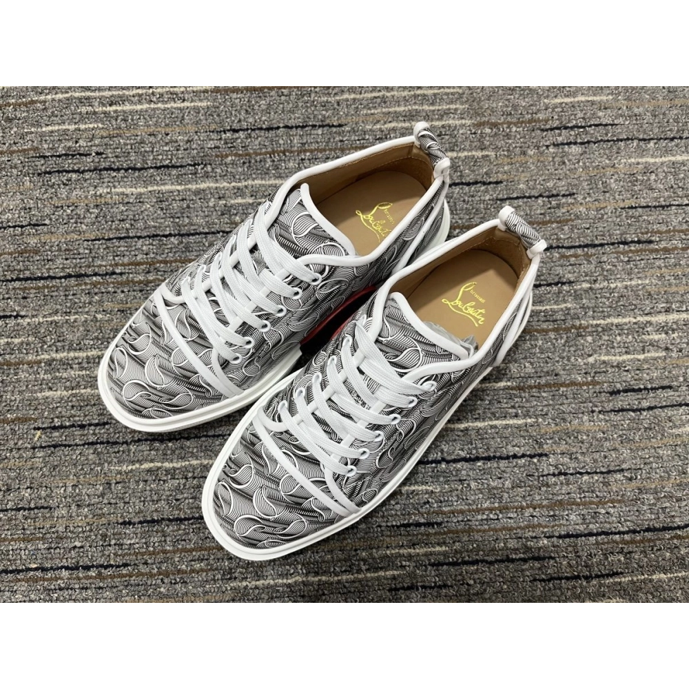 Cheap Christian Louboutin Adolon Junior Sneakers CL Jacquard Fabric Multicolor on Sale