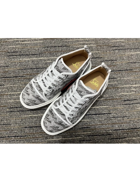 Cheap Christian Louboutin Adolon Junior Sneakers CL Jacquard Fabric Multicolor on Sale