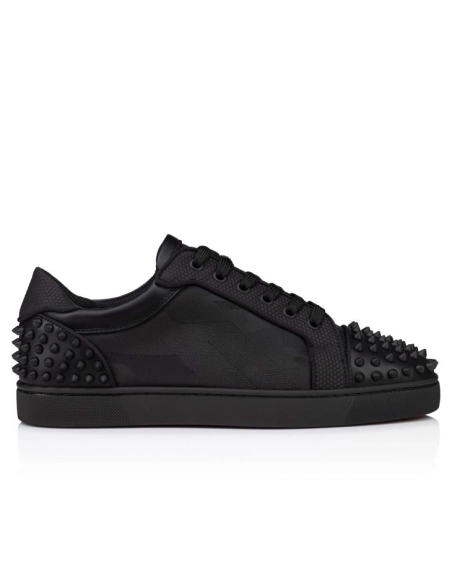 Replica Christian Louboutin Seavaste 2 Sneakers Calf Leather Jacquard And Spikes Black