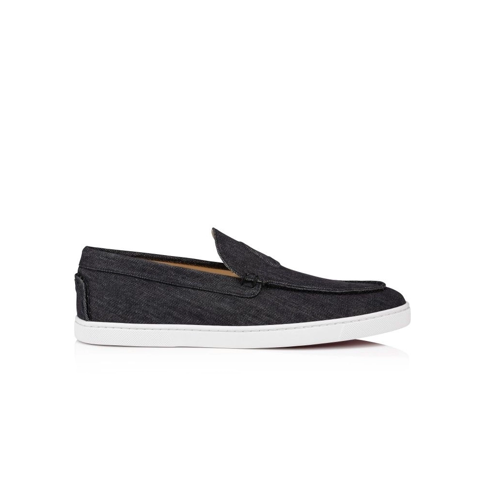 Discount Christian Louboutin Varsiboat Boat Shoes Denim And Rubber Black Outlet Sale