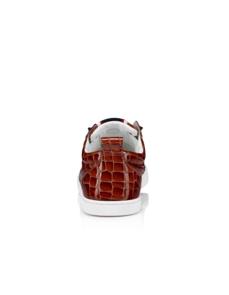 Knockoff Christian Louboutin F.A.V Fique A Vontade Slip-On Sneakers Alligator Embossed Calf Leather Acajou
