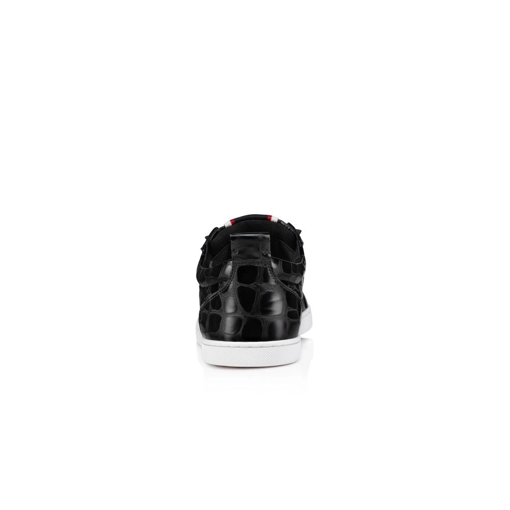 Cheap Christian Louboutin F.A.V Fique A Vontade Slip-On Sneakers Alligator Embossed Calf Leather Black