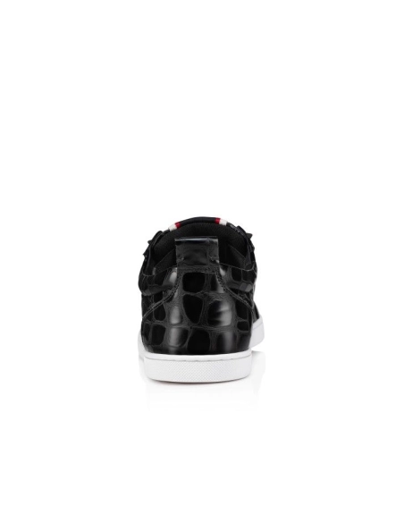 Cheap Christian Louboutin F.A.V Fique A Vontade Slip-On Sneakers Alligator Embossed Calf Leather Black