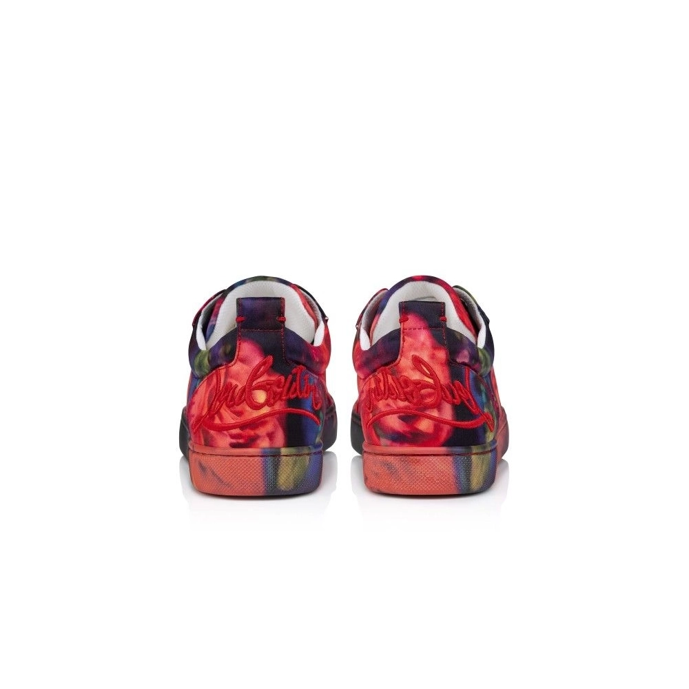 Cheap Christian Louboutin Fun Louise Junior Men Sneakers Roses Printed Crepe Satin Multicolor