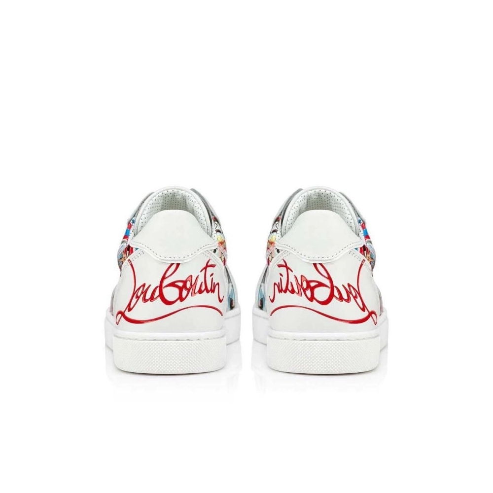 Fake Christian Louboutin Fun Vieira Men Sneakers Patent Calf Comics Print Multicolor