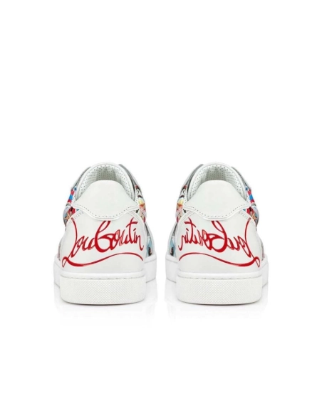 Fake Christian Louboutin Fun Vieira Men Sneakers Patent Calf Comics Print Multicolor