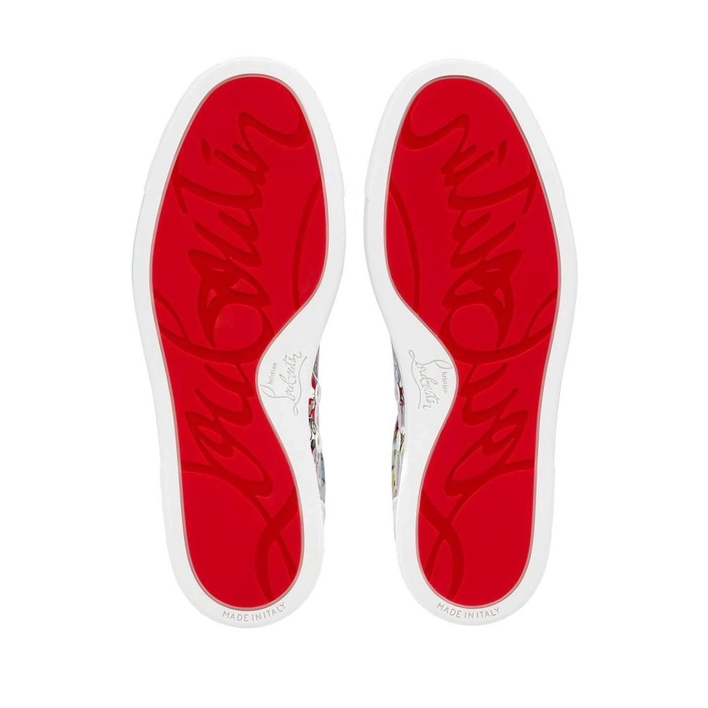 Fake Christian Louboutin Fun Vieira Men Sneakers Patent Calf Comics Print Multicolor