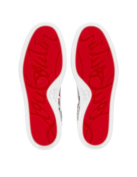 Fake Christian Louboutin Fun Vieira Men Sneakers Patent Calf Comics Print Multicolor