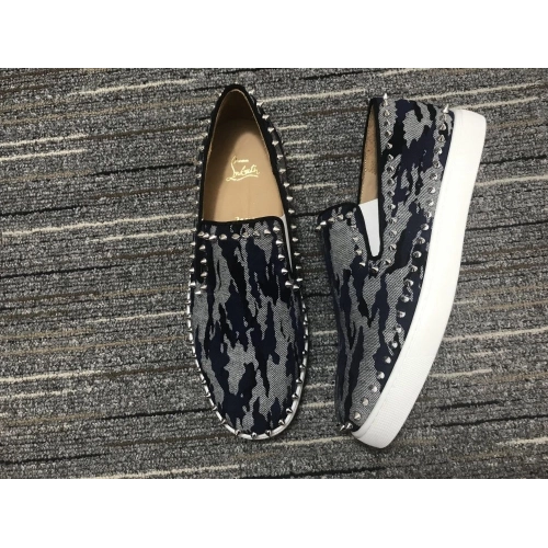 Discount Christian Louboutin Pik Boat Spikes Slip-on Sneakers Fabric Multicolor Outlet Online