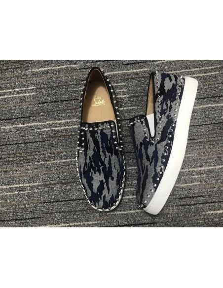 Discount Christian Louboutin Pik Boat Spikes Slip-on Sneakers Fabric Multicolor Outlet Online