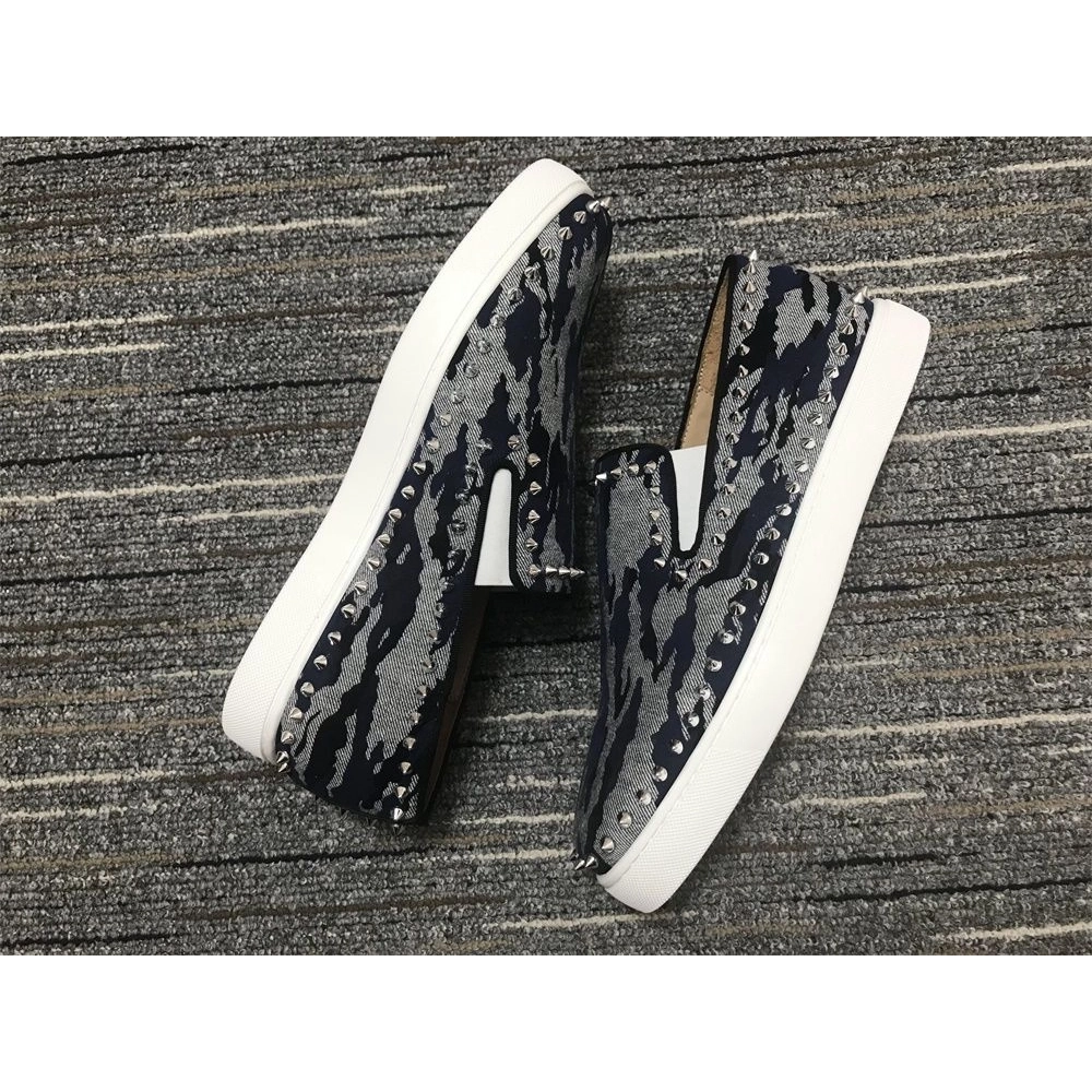 Discount Christian Louboutin Pik Boat Spikes Slip-on Sneakers Fabric Multicolor Outlet Online