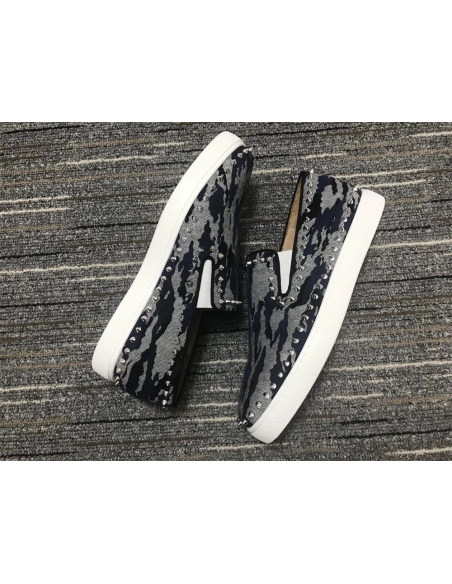 Discount Christian Louboutin Pik Boat Spikes Slip-on Sneakers Fabric Multicolor Outlet Online