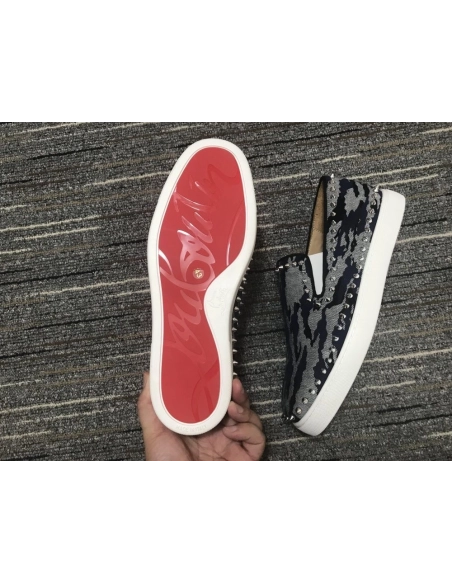 Discount Christian Louboutin Pik Boat Spikes Slip-on Sneakers Fabric Multicolor Outlet Online