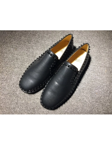 Fake Christian Louboutin Pik Boat Spikes Slip-on Sneakers Calf Leather Black