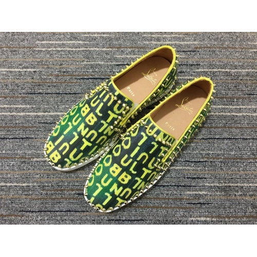 Replica Christian Louboutin Pik Boat Spikes Slip-on Sneakers Logo-Print Canvas Green