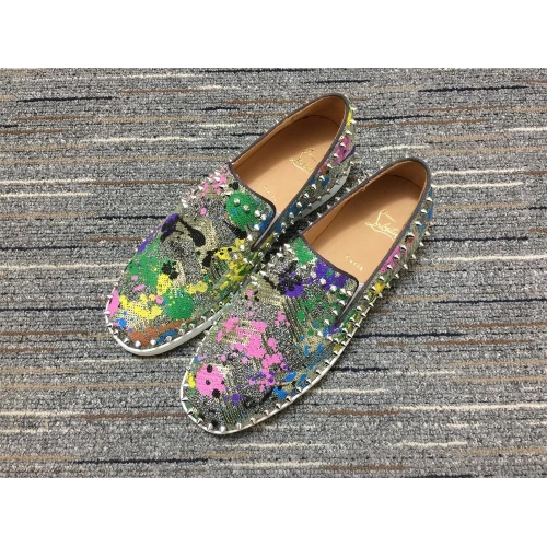 Fake Christian Louboutin Pik Boat Spikes Slip-on Flat Multicolor, Replica CL Shoes