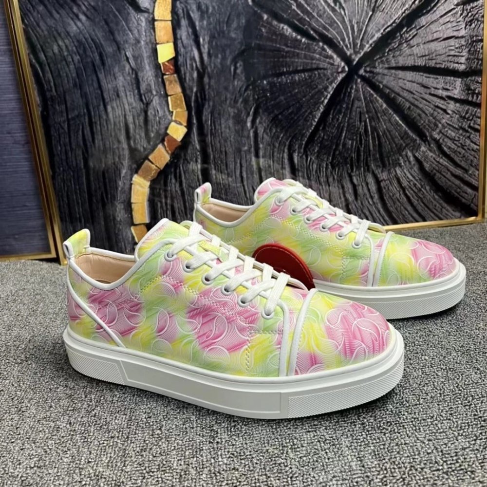 Fake Christian Louboutin Adolon Junior Jacquard Men Sneakers Crepe Satin Multicolor