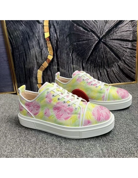 Fake Christian Louboutin Adolon Junior Jacquard Men Sneakers Crepe Satin Multicolor